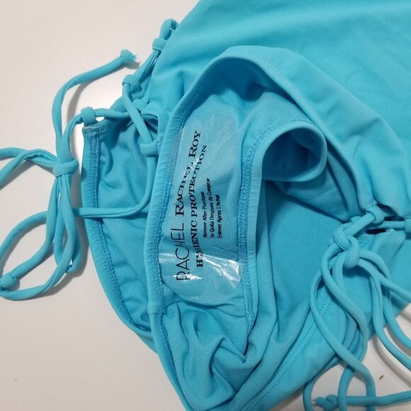NEW RACHEL ROY Women's Aqua Stretch Side Lace-Up Sweetheart Moderate Coverage On - Picture 9 of 10
